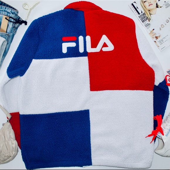 FILA VINTAGE Teddy Full Zip Oversized Jacket - Picture 3 of 4